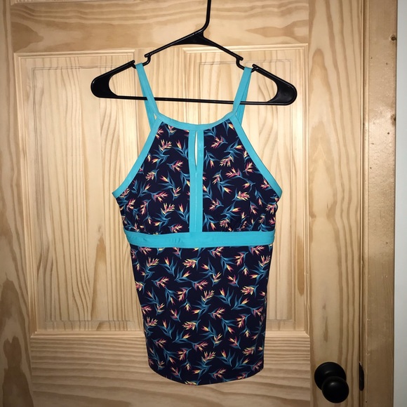 Lands’ End blue tropical Hawaii tankini swim top size 8 - Picture 1 of 3